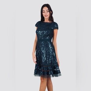 NWT Tadashi Shoji Sequin Floral Brocade Cocktail Dress